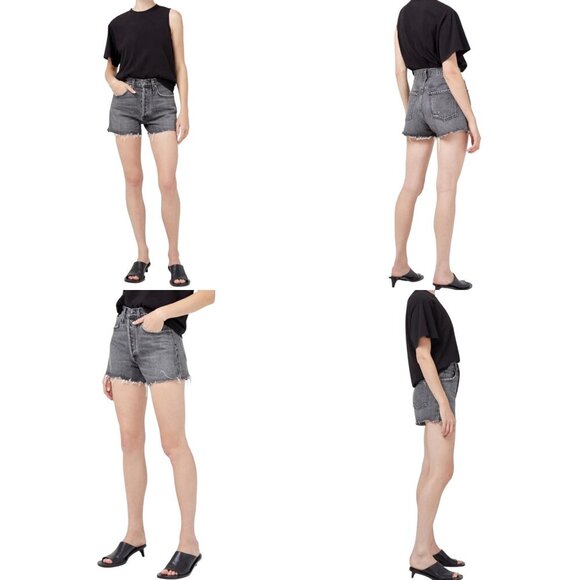 Agolde Dee High Rise Jean Denim Cut Off Shorts Size 25 In Moxy Wash Distressed - Picture 13 of 15